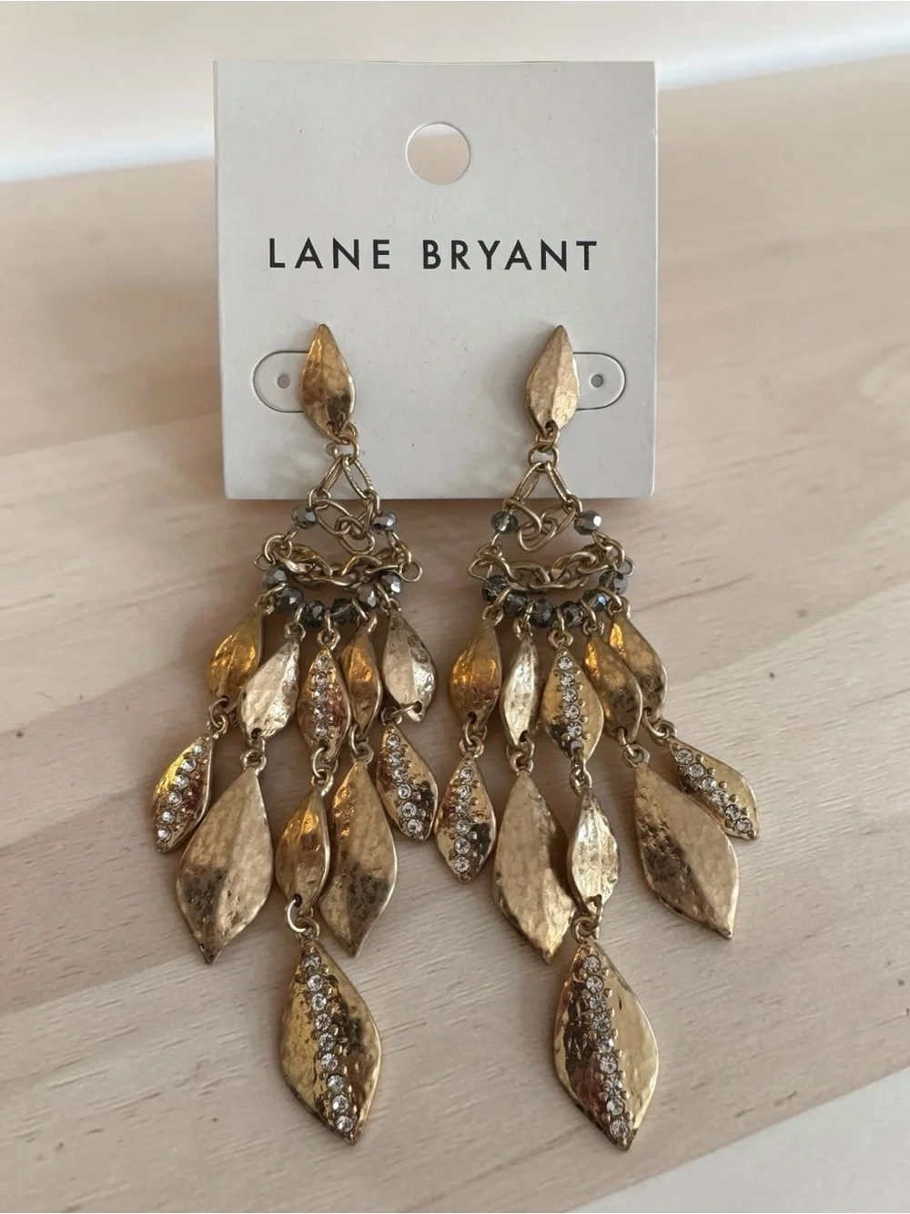 Lane Bryant Gold Leaf Cascade Dangle Earrings